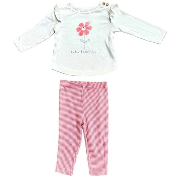 Carter’s Baby Girl Kids Long Sleeve Hello Beautiful Flower Outfit Set. 9 Months. - Picture 1 of 6